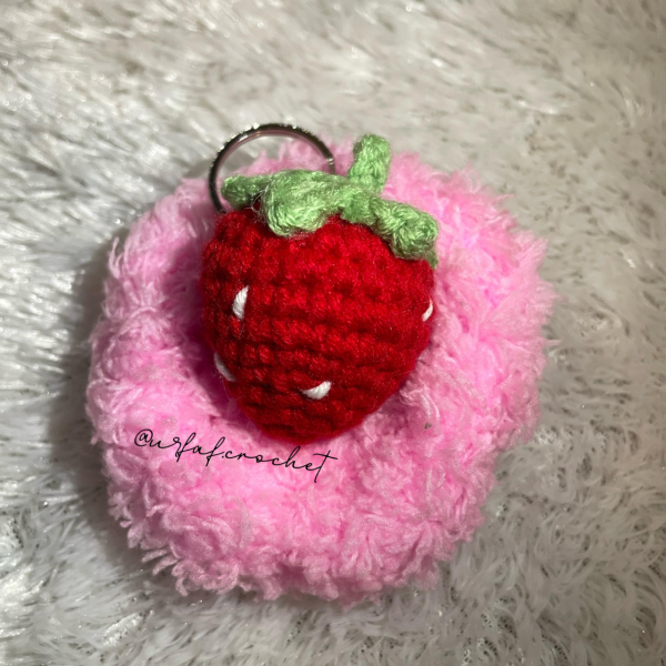 Strawberry Crochet Keychain